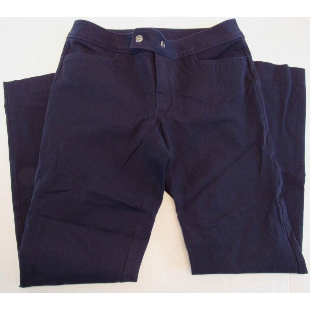 Chaps Navy Blue Flat Front Mid Rise Comfort Stretch Casual Dress Pants SIze 8P